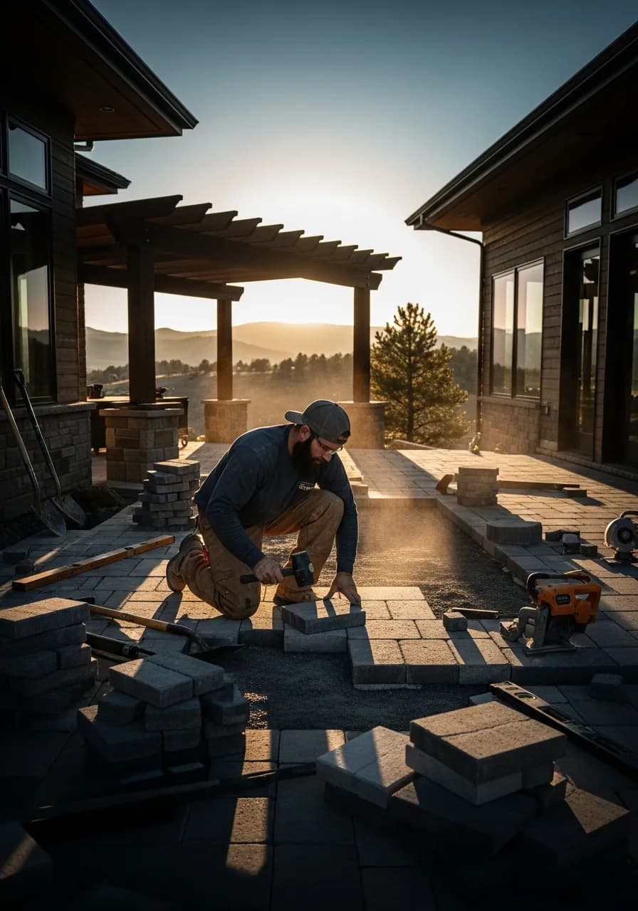Beautifully finished patio with fire pit and outdoor seating