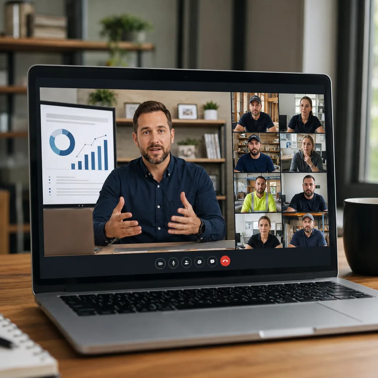 Improvifi coach leading a virtual sales training session on a laptop video call